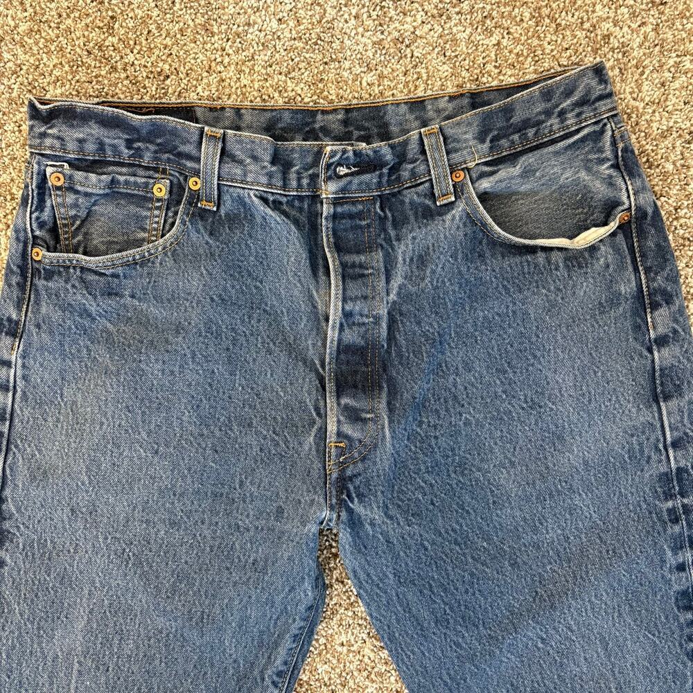 Levi's 501 Button Fly Jeans Men's 38x38 (see photos) Blue Straight Leg Workwear